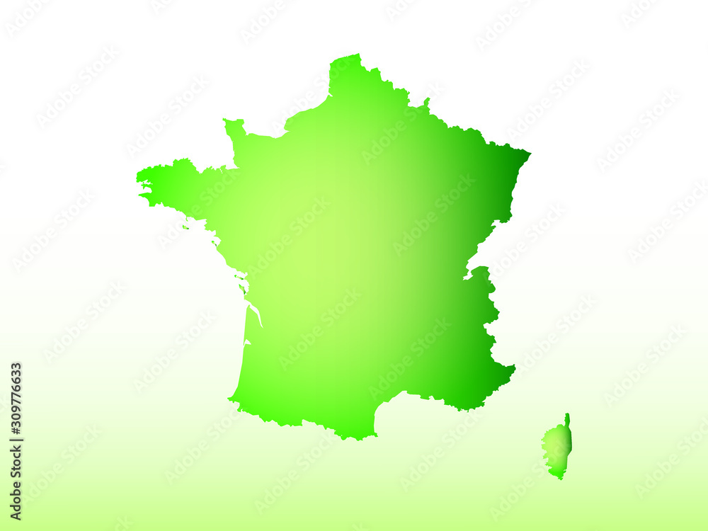 France map using green color with dark and light effect vector on light background illustration France map using green color with dark and light effect vector on light background illustration