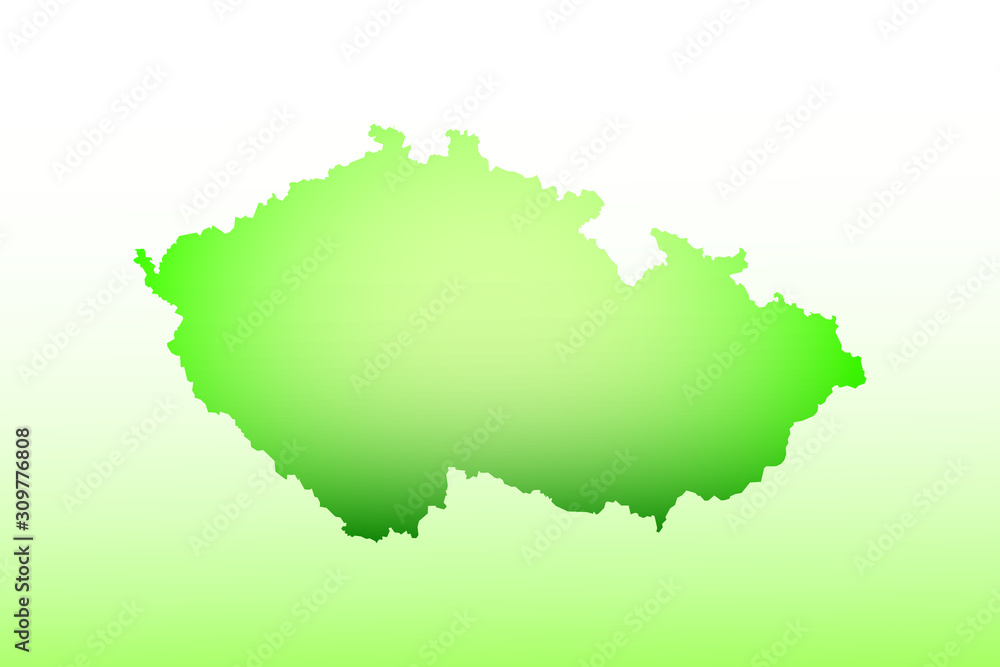Czech Republic map using green color with dark and light effect vector on light background illustration