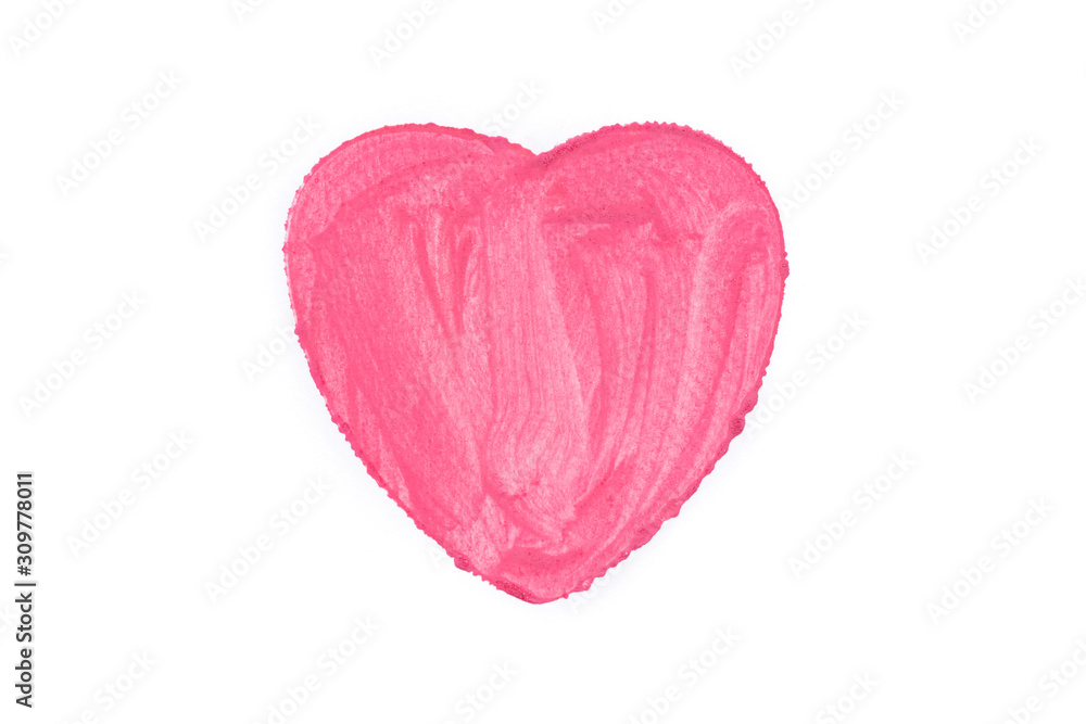 painting pink heart on white background