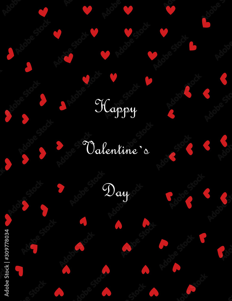 black Valentine's day card with many red hearts. vector black Valentine's day card with many red hearts. vector
