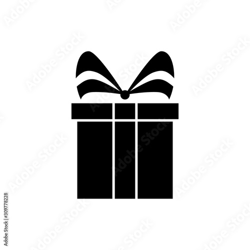 Gift boxes black silhouette icons isolated on white, transparent background. Shape vector icon. Gift simple symbol closeup