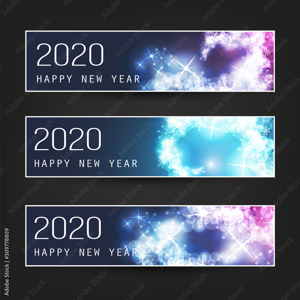 Set of Horizontal Christmas, New Year Headers or Banners - 2020