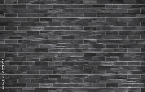 Brick shaped black wood tiles plank, seamless texture