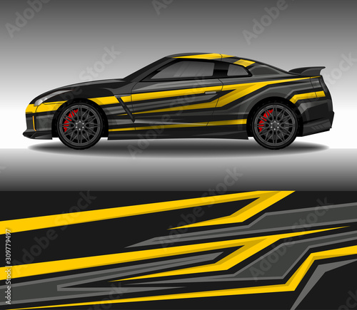 Car wrap decal design vector, custom livery race rally car vehicle sticker and tinting.