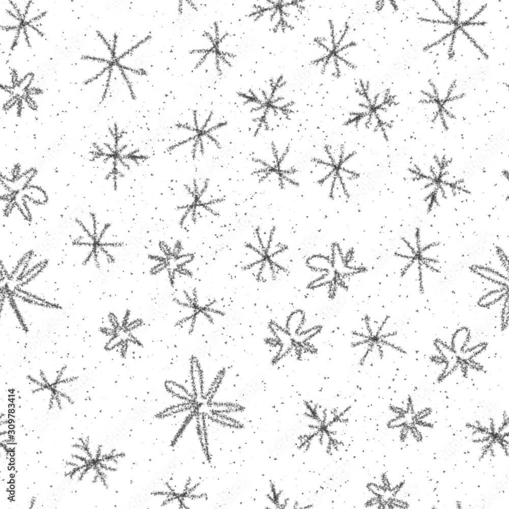 Hand Drawn grey Snowflakes Christmas Seamless Patt Hand Drawn grey Snowflakes Christmas Seamless Patt