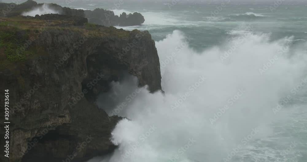 Huge Hurricane Waves Crash Into Cliffs - Vong Huge Hurricane Waves Crash Into Cliffs - Vong
