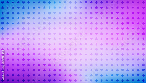 Vector colored playing card signs seamless pattern, casino background, hearts, clubs, diamonds and spades, vector icons and symbols