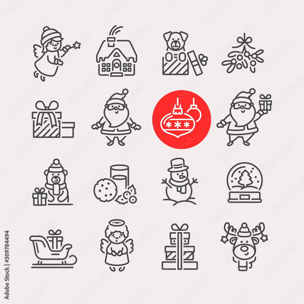 Set of Christmas icons for design and decoration Set of Christmas icons for design and decoration