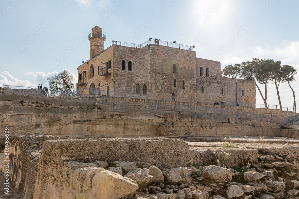 Archaeological, tourist and religious site - the tomb of the prophet Samuel is located on Mount Joy near Jerusalem in Israel
