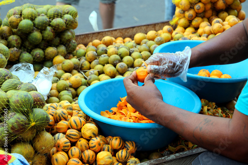 street market with fresh vegetables and fruits - Manaus, Brazil
