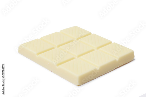 White chocolate bar isolated on a white background.