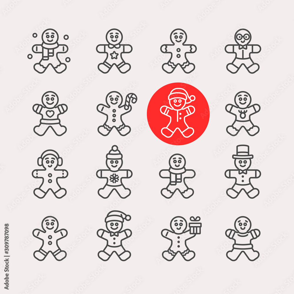 Gingerbread Man Vector Illustration Icon Set Gingerbread Man Vector Illustration Icon Set