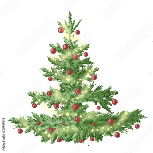 Christmas tree, digital illustration
