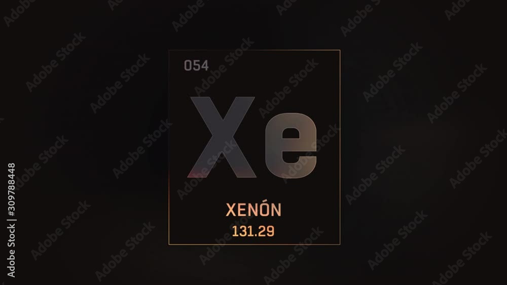 Xenon as Element 54 of the Periodic Table. Seamlessly looping 3D ...