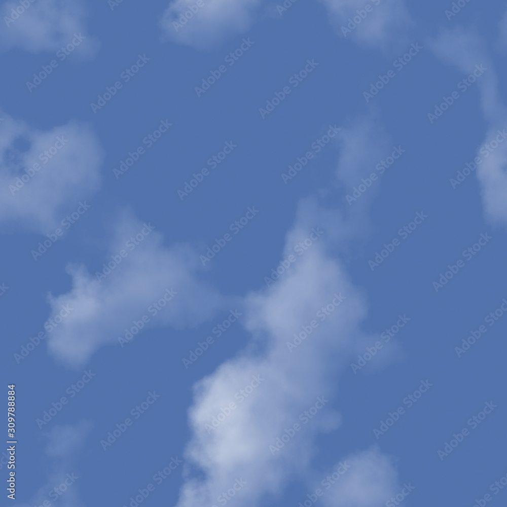 White clouds and blue sky seamless stock illustration.