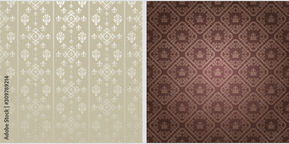 Background patterns. Colors: silver, brown, gray. Background image in retro style. Floral pattern, wallpaper texture. Vector image, vintage Background patterns. Colors: silver, brown, gray. Background image in retro style. Floral pattern, wallpaper texture. Vector image, vintage
