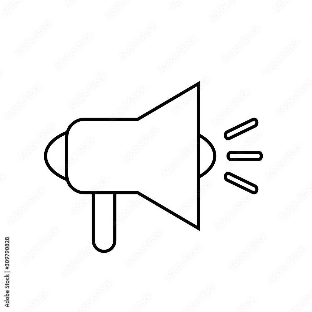 Megaphone icon on white. Megaphone icon on white.