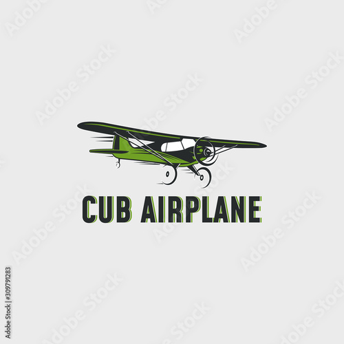 Cub airplane logo design illustration. Cub ariplane vector