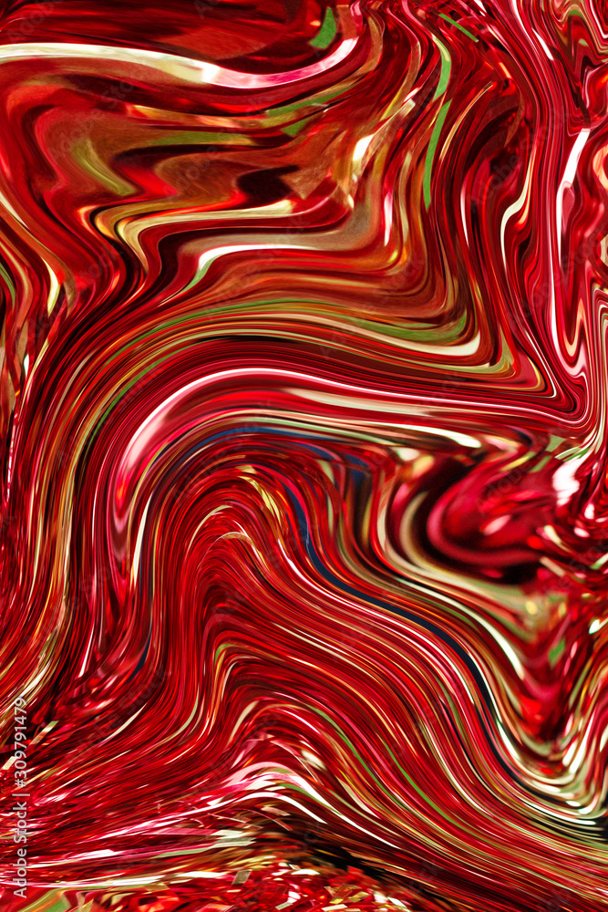 Naklejka premium Colourful liquid metallic texture surface, holographic foil, fluid ripples, trendy color