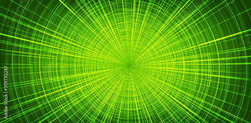 Green Hyperspace speed motion on future Technology background,warp and expanding movement concept,vector Illustration.