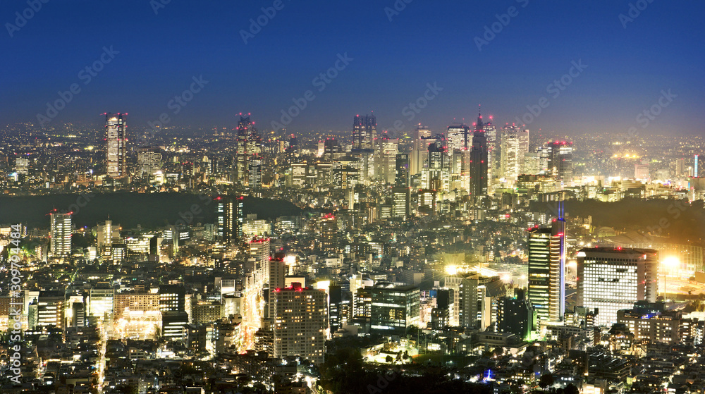 Tokyo skyline at night view from Roppongi Hills Mori Tower