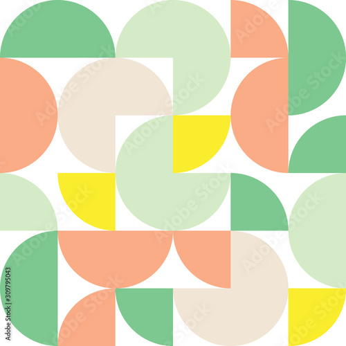 Green and orange circles geometric abstract background