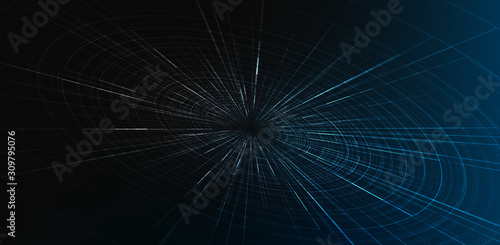 Black and Blue Hyperspace speed motion on Dark green background,warp and expanding movement concept,vector Illustration.