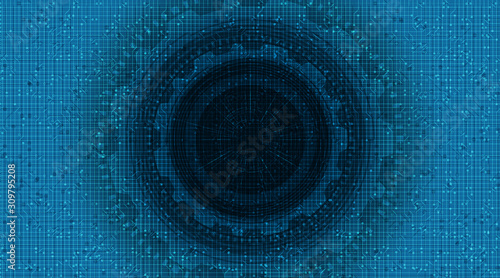 Digital Circuit Microchip with Gears wheel and Cock on Technology Background,Hi-tech and Speed Concept design,Free Space For text in put,Vector illustration.