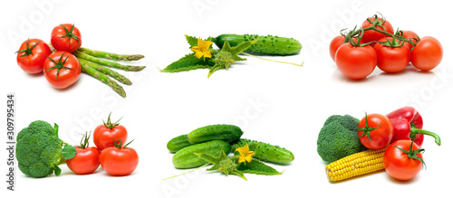 ripe vegetables on a white background