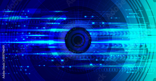 Blue Abstract Cyber Hi-tech Eye Technology Background,Camera Security and Robot Concept design,Vector Illustration.