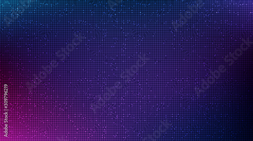 Dark Purple Circuit Microchip Technology on Future Background,Hi-tech Digital and Communication Concept design,Free Space For text in put,Vector illustration.