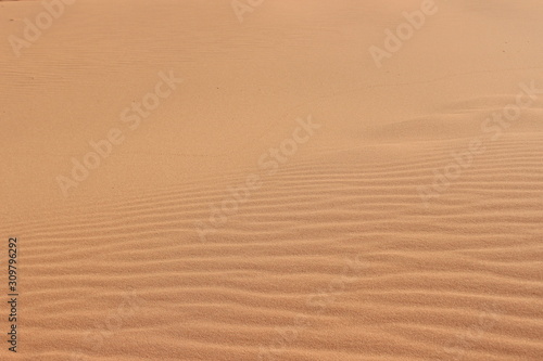 Waves on the surface of sand in the desert. USA.