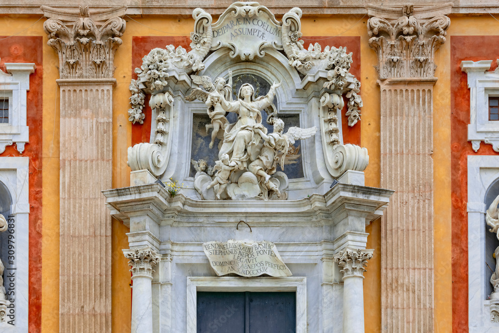 architectural detail of the Santa Maria Assunta church in Genoa; Genoa, Italy