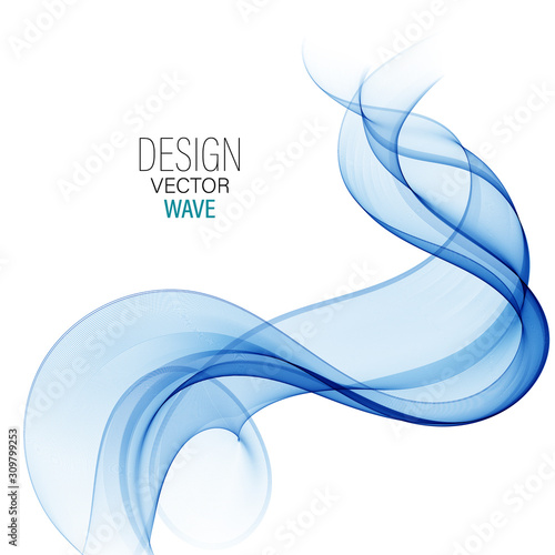 Abstract vector background, blue waved lines for brochure, website, flyer design. Transparent wave