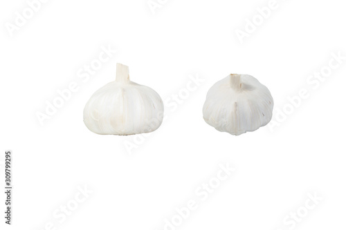 Garlic with a white background