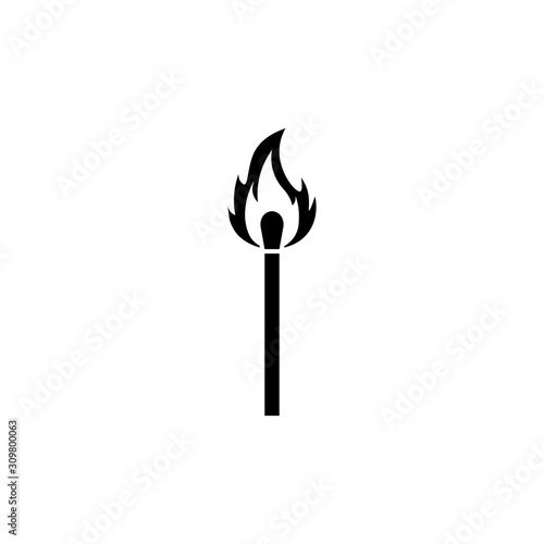 Burning match icon. Burning matchstick. Vector.