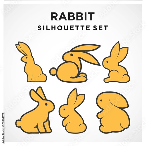 Rabbit Set logo Template vector illustration design © AishiPutri
