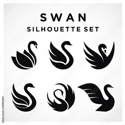 Fototapeta Swan Set logo Template vector illustration design