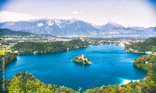 Bled - Blue lake with mountains