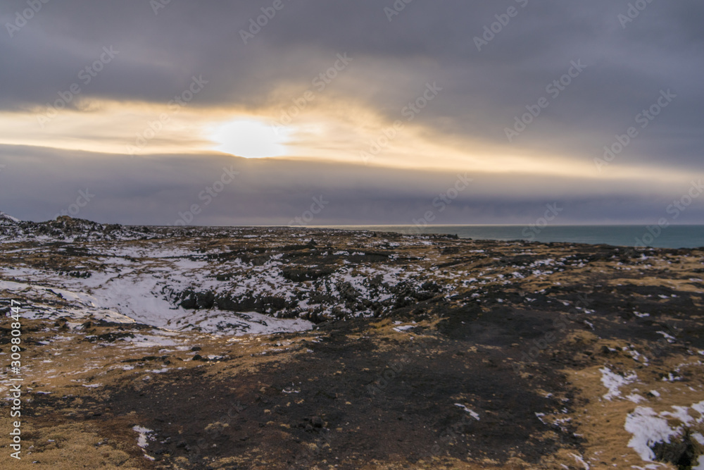 Presqu'il de Reykjavik en hiver