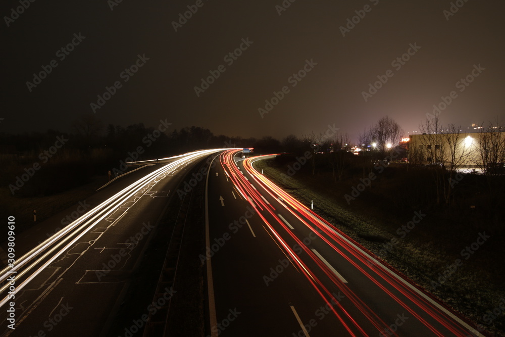 traffic on the Autobahn at night