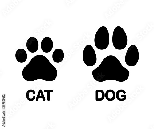 Dog and cat paw print