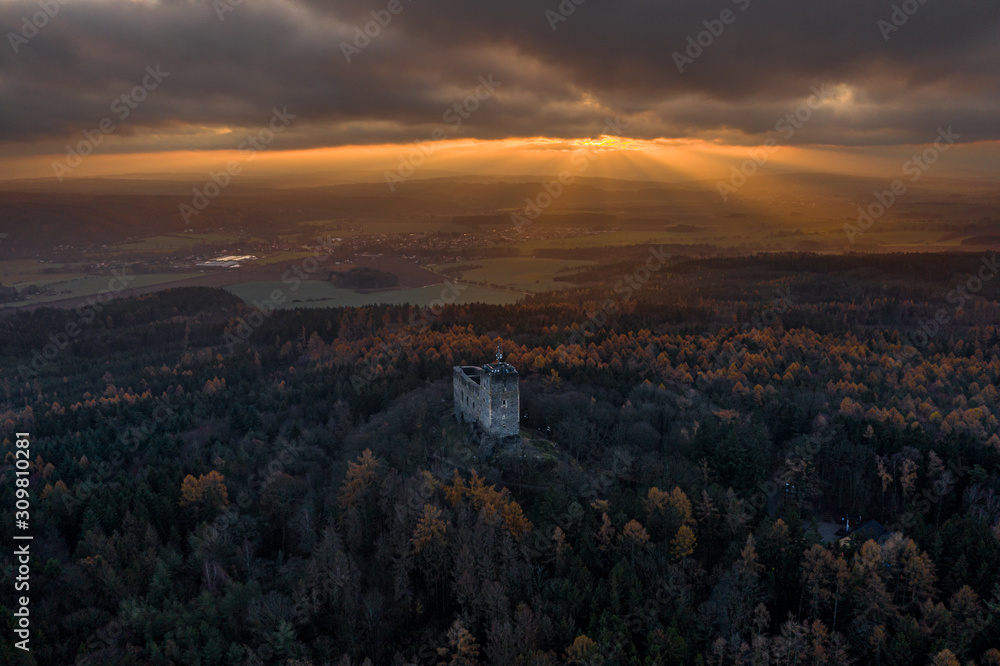 Radyne Castle is a castle situated on a hill of the same name, near the town of Stary Plzenec, in the Pilsner Region of the Czech Republic. Radyne, like the similarly conceived Kasperk.