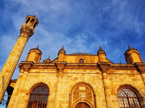 sunset at konya aziziye mosque photo