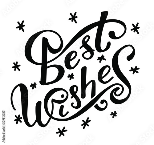 Best Wishes phrase. Handwritten lettering signature for business correspondence, typography vector design for greeting cards and poster.
