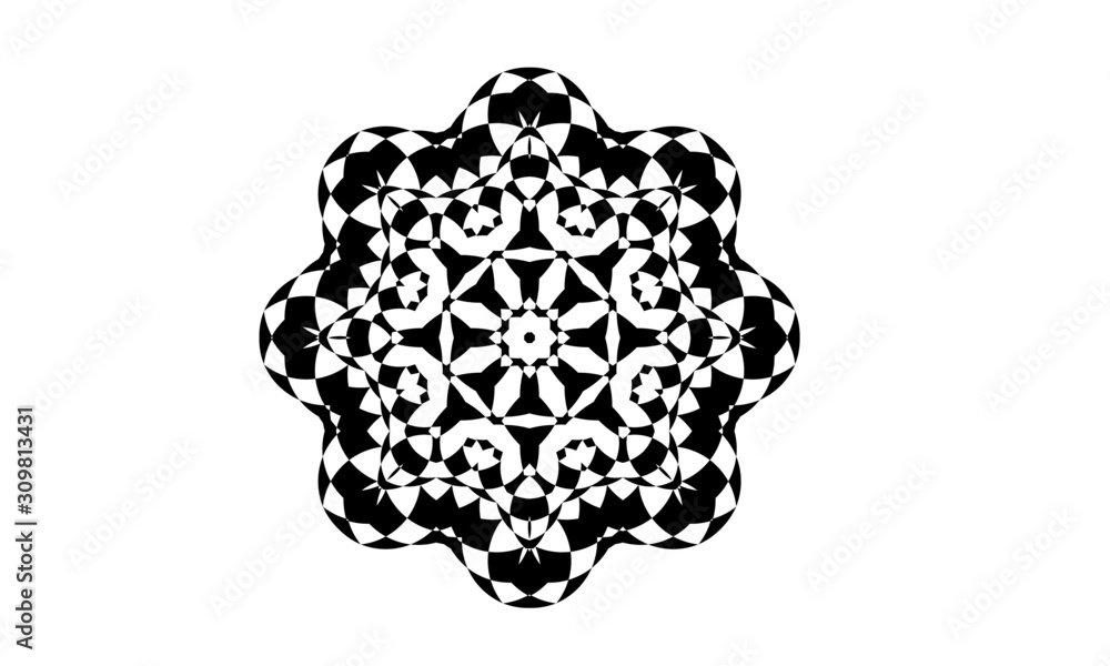 Black vector round ornament pattern