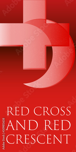 Red cross and a red crescent symbols illustration | Символы красный крест и красный полумесяц