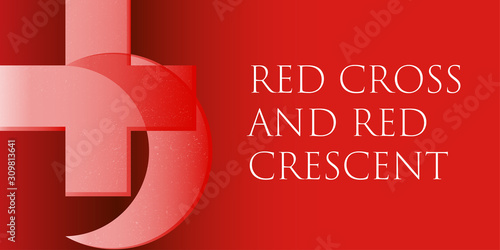 Red cross and a red crescent symbols illustration | Символы красный крест и красный полумесяц