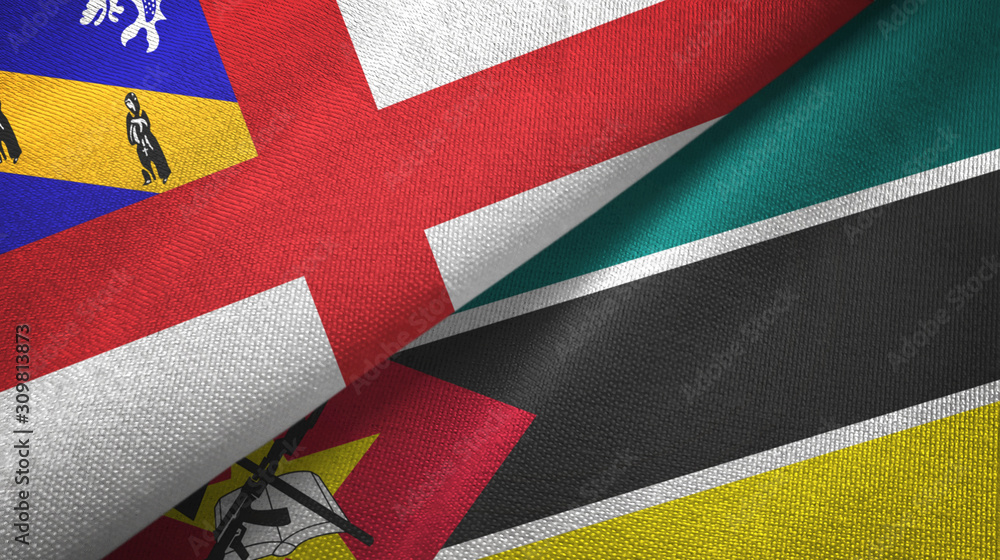 Herm and Mozambique two flags textile cloth, fabric texture Herm and Mozambique two flags textile cloth, fabric texture