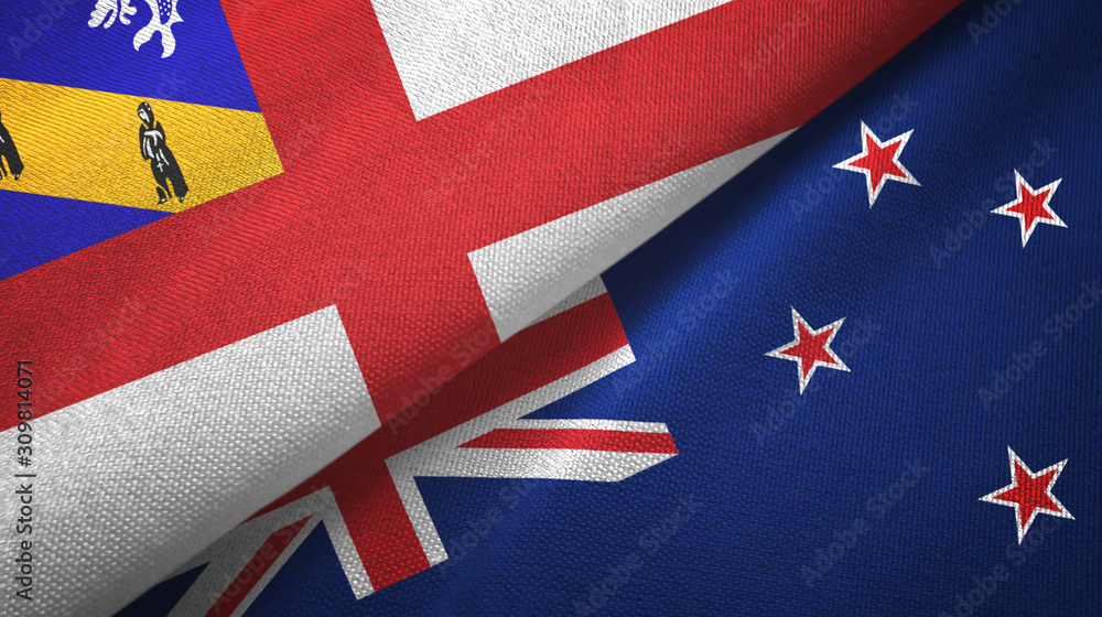 Herm and New Zealand two flags textile cloth, fabric texture Herm and New Zealand two flags textile cloth, fabric texture